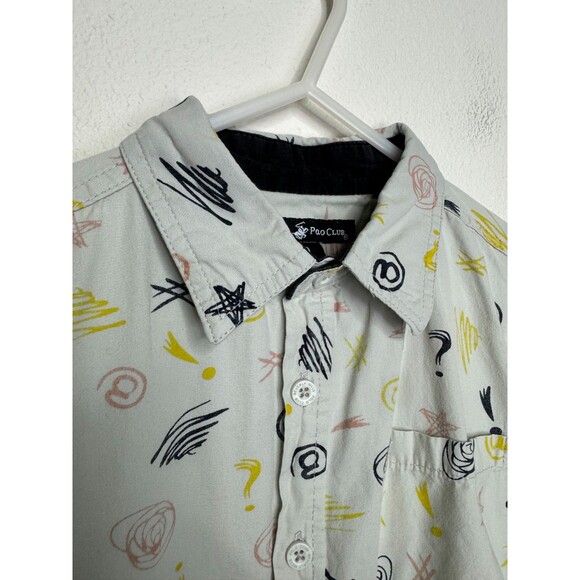 Beverly Hills Polo Club Boys Size 8 Printed Button Up Shirt Gray Short Sleeve - Picture 2 of 7